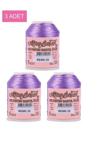 3 Adet Altınbaşak Oya ve Dantel İpi 20 gr - Royaleks - No: 035