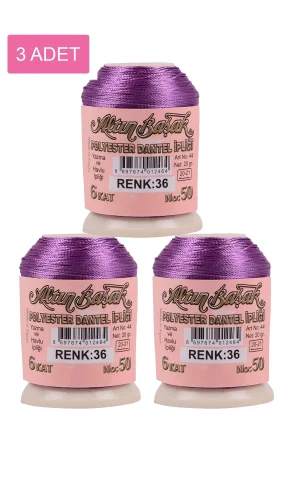 3 Adet Altınbaşak Oya ve Dantel İpi 20 gr - Royaleks - No: 036