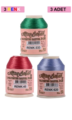 3 Adet Altınbaşak Oya ve Dantel İpi 20 gr - Royaleks - No: 045 - 620 - 333