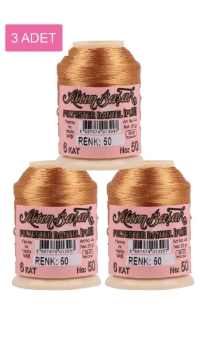 3 Adet Altınbaşak Oya ve Dantel İpi 20 gr - Royaleks - No: 050