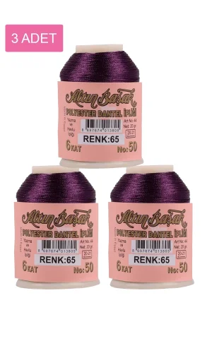 3 Adet Altınbaşak Oya ve Dantel İpi 20 gr - Royaleks - No: 065