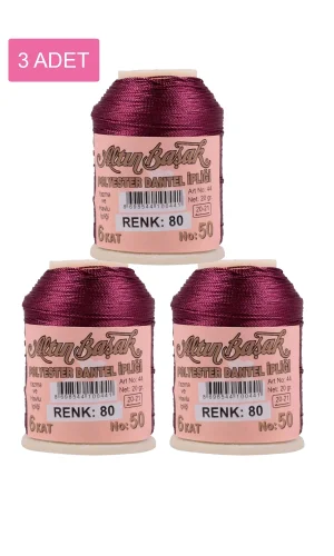 3 Adet Altınbaşak Oya ve Dantel İpi 20 gr - Royaleks - No: 080