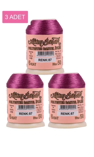 3 Adet Altınbaşak Oya ve Dantel İpi 20 gr - Royaleks - No: 087