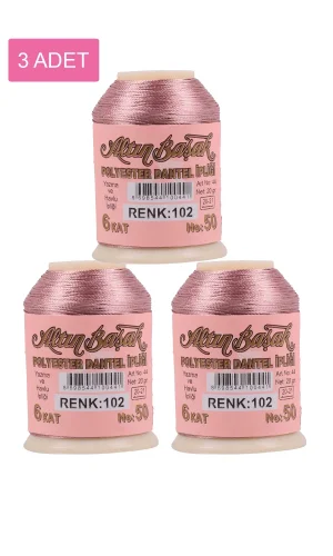 3 Adet Altınbaşak Oya ve Dantel İpi 20 gr - Royaleks - No: 102