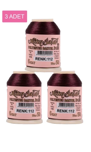 3 Adet Altınbaşak Oya ve Dantel İpi 20 gr - Royaleks - No: 112