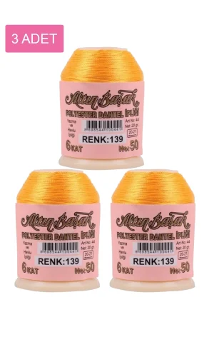 3 Adet Altınbaşak Oya ve Dantel İpi 20 gr - Royaleks - No: 139