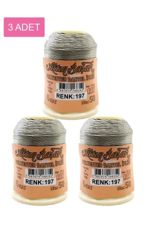 3 Adet Altınbaşak Oya ve Dantel İpi 20 gr - Royaleks - No: 197