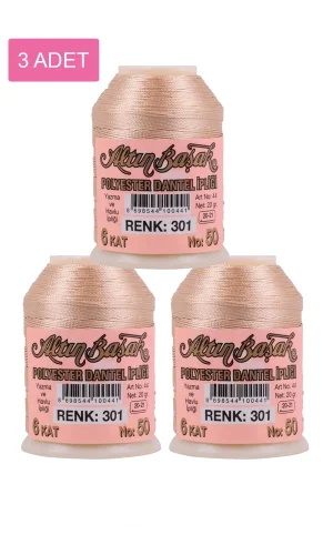 3 Adet Altınbaşak Oya ve Dantel İpi 20 gr - Royaleks - No: 301