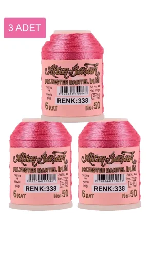 3 Adet Altınbaşak Oya ve Dantel İpi 20 gr - Royaleks - No: 338
