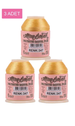 3 Adet Altınbaşak Oya ve Dantel İpi 20 gr - Royaleks - No: 347