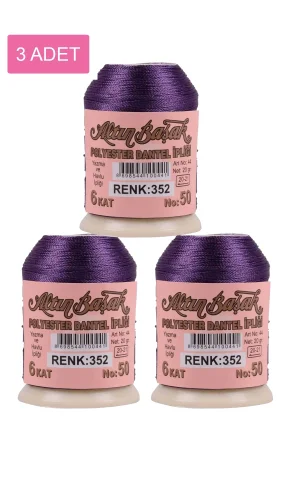 3 Adet Altınbaşak Oya ve Dantel İpi 20 gr - Royaleks - No: 352