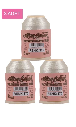 3 Adet Altınbaşak Oya ve Dantel İpi 20 gr - Royaleks - No: 375