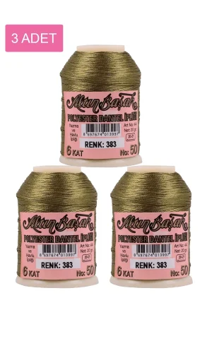 3 Adet Altınbaşak Oya ve Dantel İpi 20 gr - Royaleks - No: 383