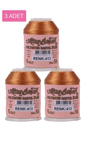 3 Adet Altınbaşak Oya ve Dantel İpi 20 gr - Royaleks - No: 413