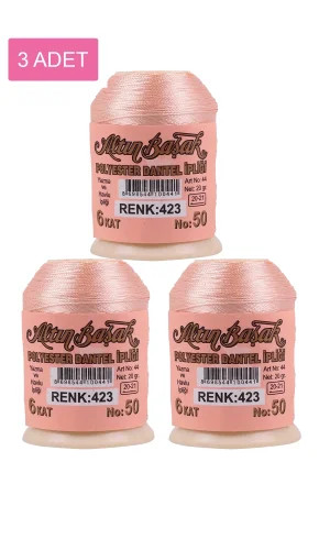 3 Adet Altınbaşak Oya ve Dantel İpi 20 gr - Royaleks - No: 423