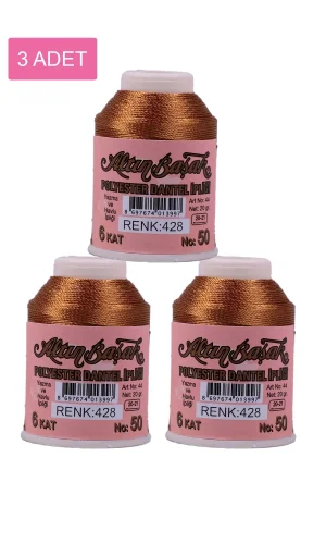 3 Adet Altınbaşak Oya ve Dantel İpi 20 gr - Royaleks - No: 428