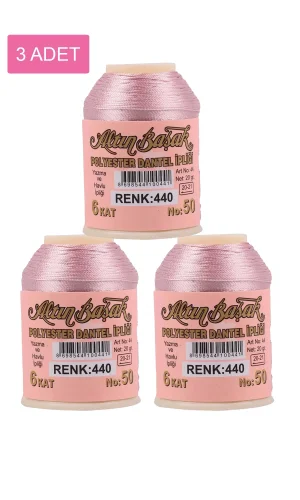 3 Adet Altınbaşak Oya ve Dantel İpi 20 gr - Royaleks - No: 440