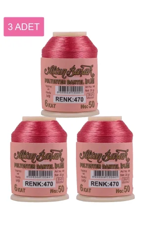 3 Adet Altınbaşak Oya ve Dantel İpi 20 gr - Royaleks - No: 470