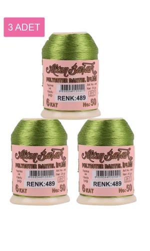 3 Adet Altınbaşak Oya ve Dantel İpi 20 gr - Royaleks - No: 489