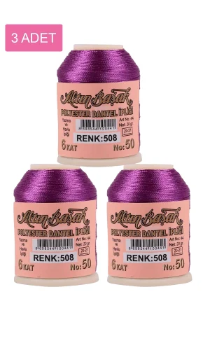 3 Adet Altınbaşak Oya ve Dantel İpi 20 gr - Royaleks - No: 508
