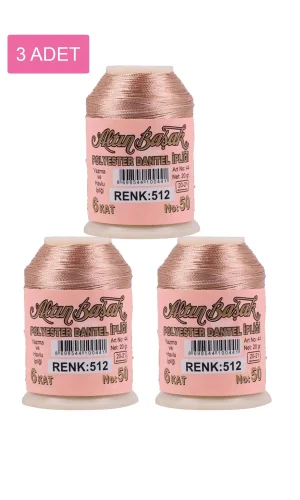 3 Adet Altınbaşak Oya ve Dantel İpi 20 gr - Royaleks - No: 512