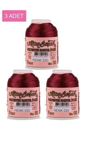 3 Adet Altınbaşak Oya ve Dantel İpi 20 gr - Royaleks - No: 520