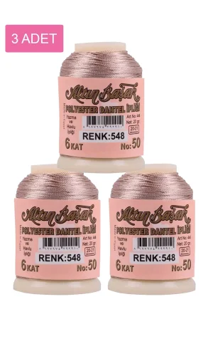 3 Adet Altınbaşak Oya ve Dantel İpi 20 gr - Royaleks - No: 548