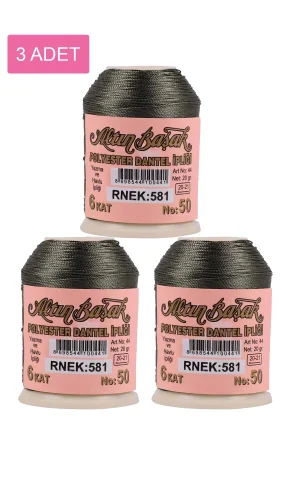 3 Adet Altınbaşak Oya ve Dantel İpi 20 gr - Royaleks - No: 581