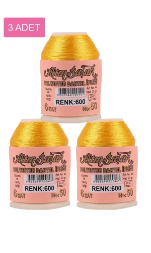 3 Adet Altınbaşak Oya ve Dantel İpi 20 gr - Royaleks - No: 600