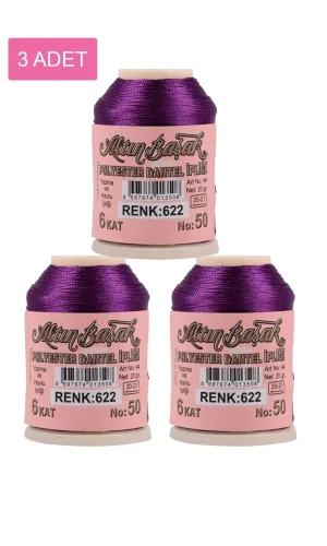 3 Adet Altınbaşak Oya ve Dantel İpi 20 gr - Royaleks - No: 622