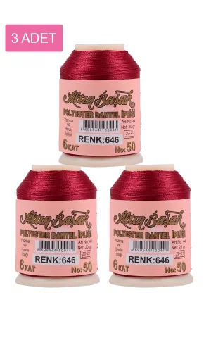 3 Adet Altınbaşak Oya ve Dantel İpi 20 gr - Royaleks - No: 646
