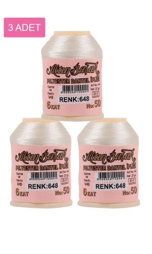 3 Adet Altınbaşak Oya ve Dantel İpi 20 gr - Royaleks - No: 648