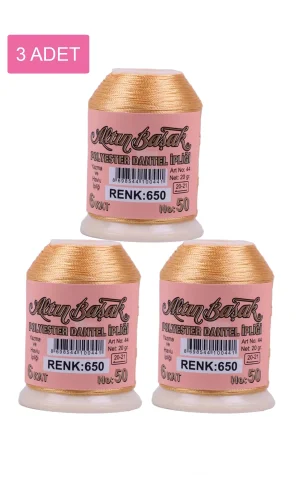 3 Adet Altınbaşak Oya ve Dantel İpi 20 gr - Royaleks - No: 650