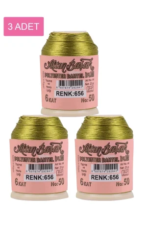3 Adet Altınbaşak Oya ve Dantel İpi 20 gr - Royaleks - No: 656