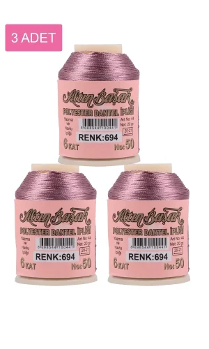 3 Adet Altınbaşak Oya ve Dantel İpi 20 gr - Royaleks - No: 694