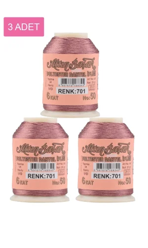 3 Adet Altınbaşak Oya ve Dantel İpi 20 gr - Royaleks - No: 701