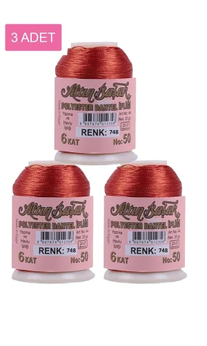 3 Adet Altınbaşak Oya ve Dantel İpi 20 gr - Royaleks - No: 748