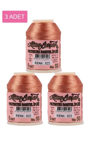 3 Adet Altınbaşak Oya ve Dantel İpi 20 gr - Royaleks - No: 822