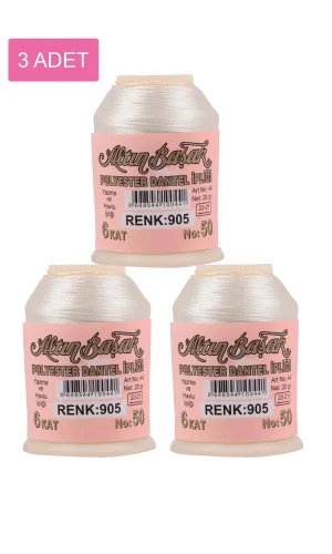 3 Adet Altınbaşak Oya ve Dantel İpi 20 gr - Royaleks - No: 905