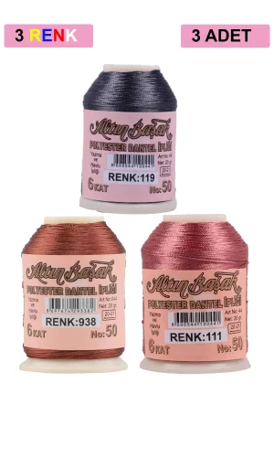 3 Adet Altınbaşak Oya ve Dantel İpi 20 gr - Royaleks - No: 938 - 111 - 119