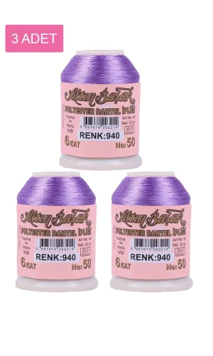 3 Adet Altınbaşak Oya ve Dantel İpi 20 gr - Royaleks - No: 940