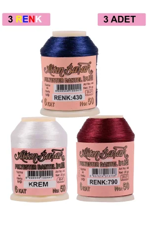 3 Adet Altınbaşak Oya ve Dantel İpi 20 gr - Royaleks - No: KREM - 790 - 430