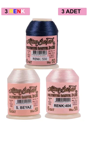 3 Adet Altınbaşak Oya ve Dantel İpi 20 gr - Royaleks - No: Ş.BEYAZ - 404 - 530