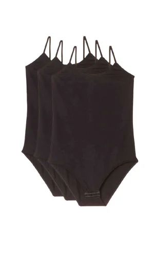 3 Adet İp Askılı Kadın Çıtçıtlı Body Siyah