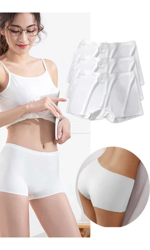 3 Adet Kadın Dikişsiz Görünmez İz Yapmaz Mini Şort Boxer Beyaz