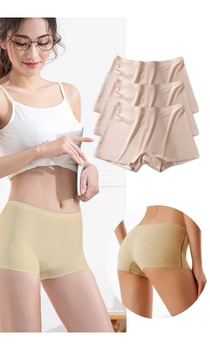 3 Adet Kadın Dikişsiz Görünmez İz Yapmaz Mini Şort Boxer Ten