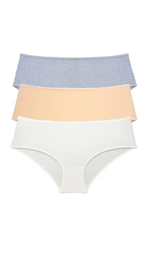 3 Adet Kadın Yüksek Bel Bato Külot Gri Ten Krem