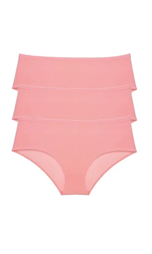 3 Adet Kadın Yüksek Bel Bato Külot Pudra