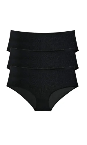 3 Adet Kadın Yüksek Bel Bato Külot Siyah