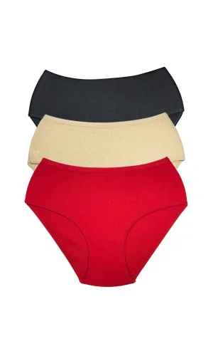 3 Adet Kadın Yüksek Bel Ribana Bato Külot S027